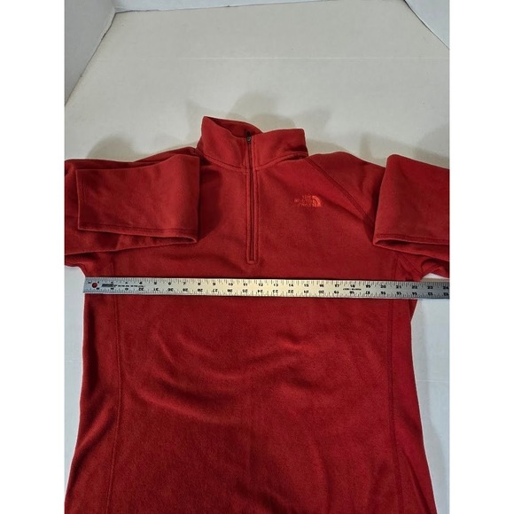The North Face Mens L Pullover Fleece Quarter Zip Jacket Red - Picture 6 of 10